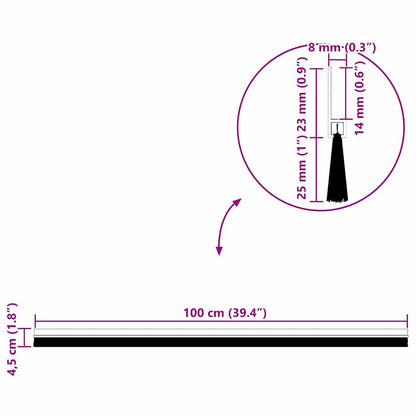 Selbstklebende Türbürstendichtungen 2 pcs Weiß 100 cm