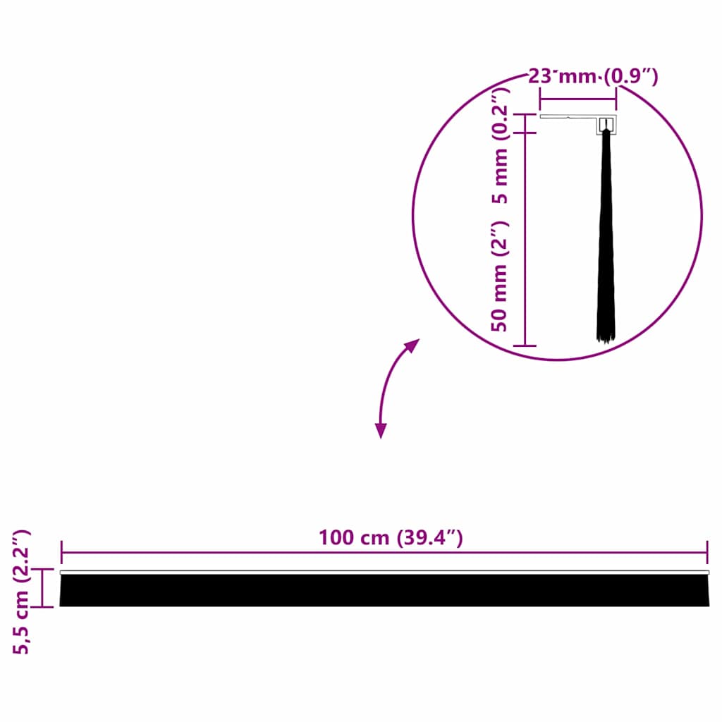 Selbstklebende Türbürstendichtungen 2 pcs Weiß 100 cm