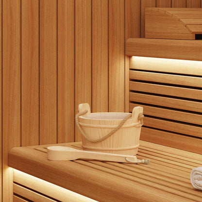 Sauna-Eimer 2 pcs Braun Massives Kiefernholz und Hanf