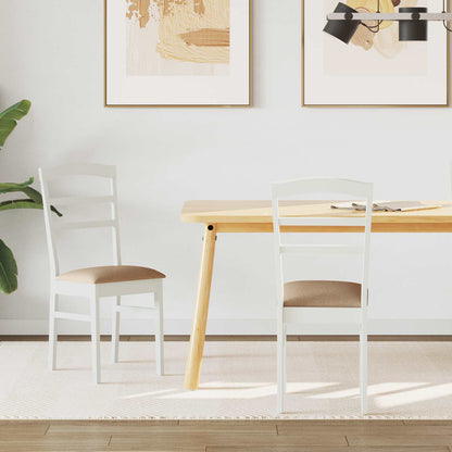 Esszimmerstuhl 2 pcs Weiß und Braun Massives Gummiholz