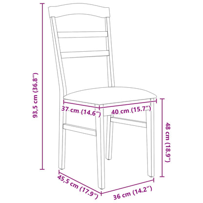Esszimmerstuhl 2 pcs Weiß und Braun Massives Gummiholz