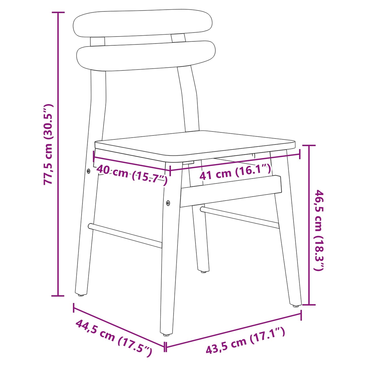 Esszimmerstuhl 2 pcs Natur Massives Gummiholz
