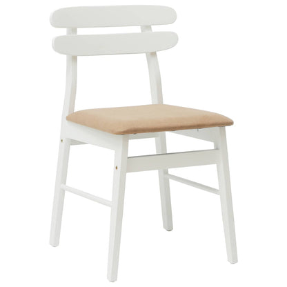 Esszimmerstuhl 2 pcs Weiß und Braun Massives Gummiholz