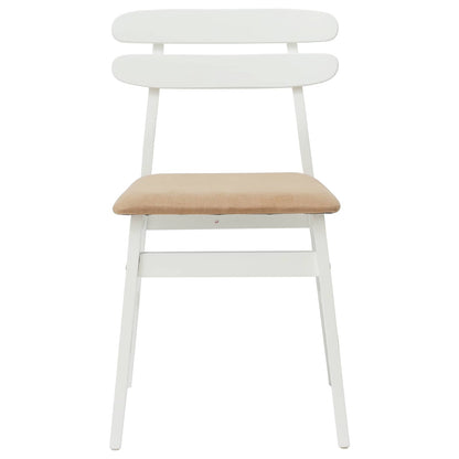 Esszimmerstuhl 2 pcs Weiß und Braun Massives Gummiholz