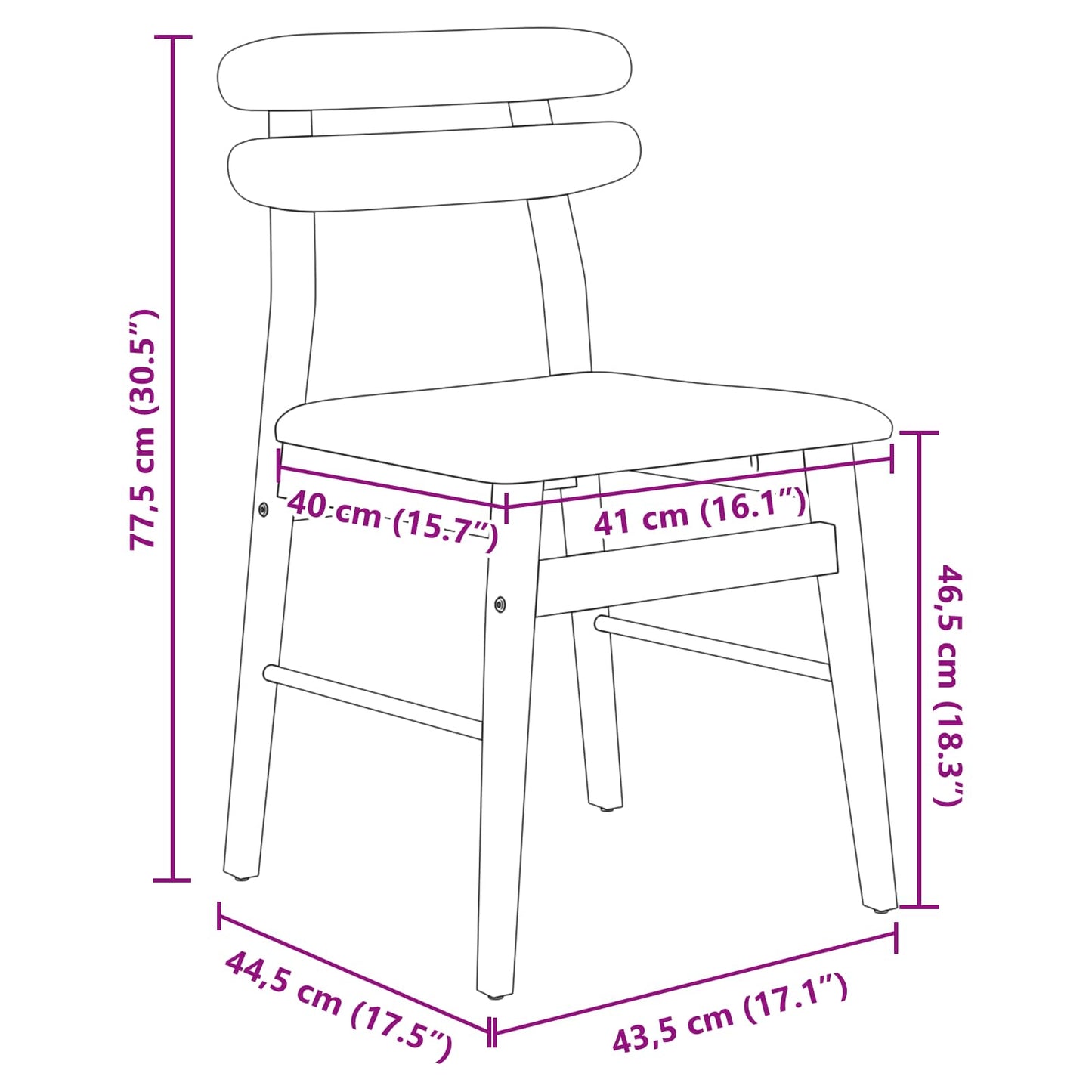 Esszimmerstuhl 2 pcs Weiß und Braun Massives Gummiholz