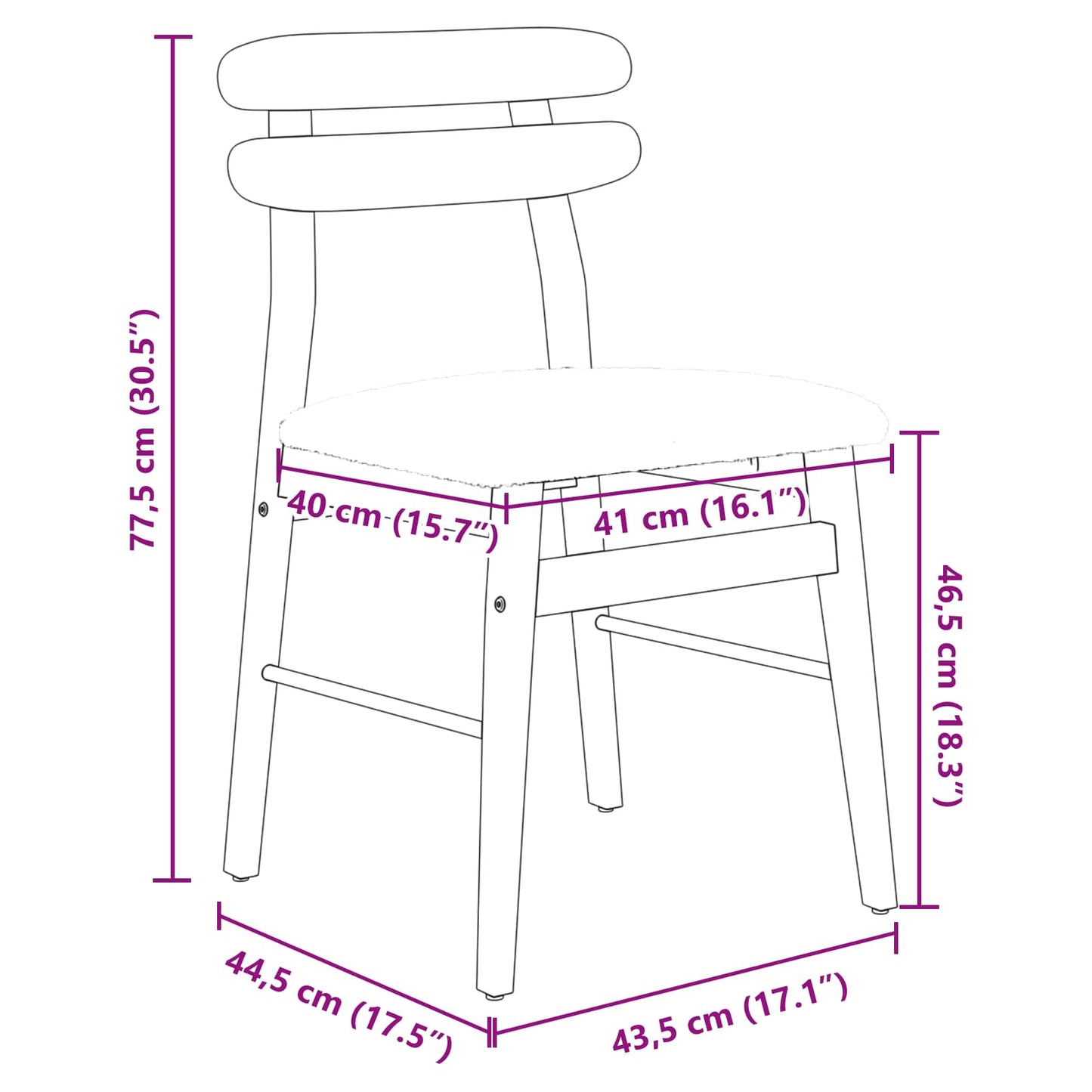 Esszimmerstuhl 2 pcs Natürlich und hell Massives Gummiholz