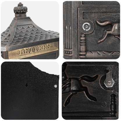 Wandmontierter Briefkasten mit Tür Bronze 40,5 x 16 x 45 cm