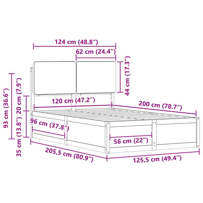 Bettgestell mit gepolstertem Kopfteil Taupe 120 x 200 cm