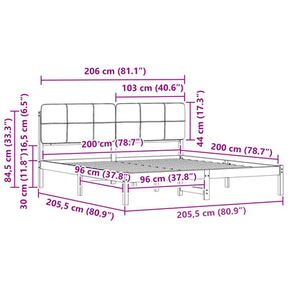 Bettgestell mit gepolstertem Kopfteil Hellgrau 200 x 200 cm