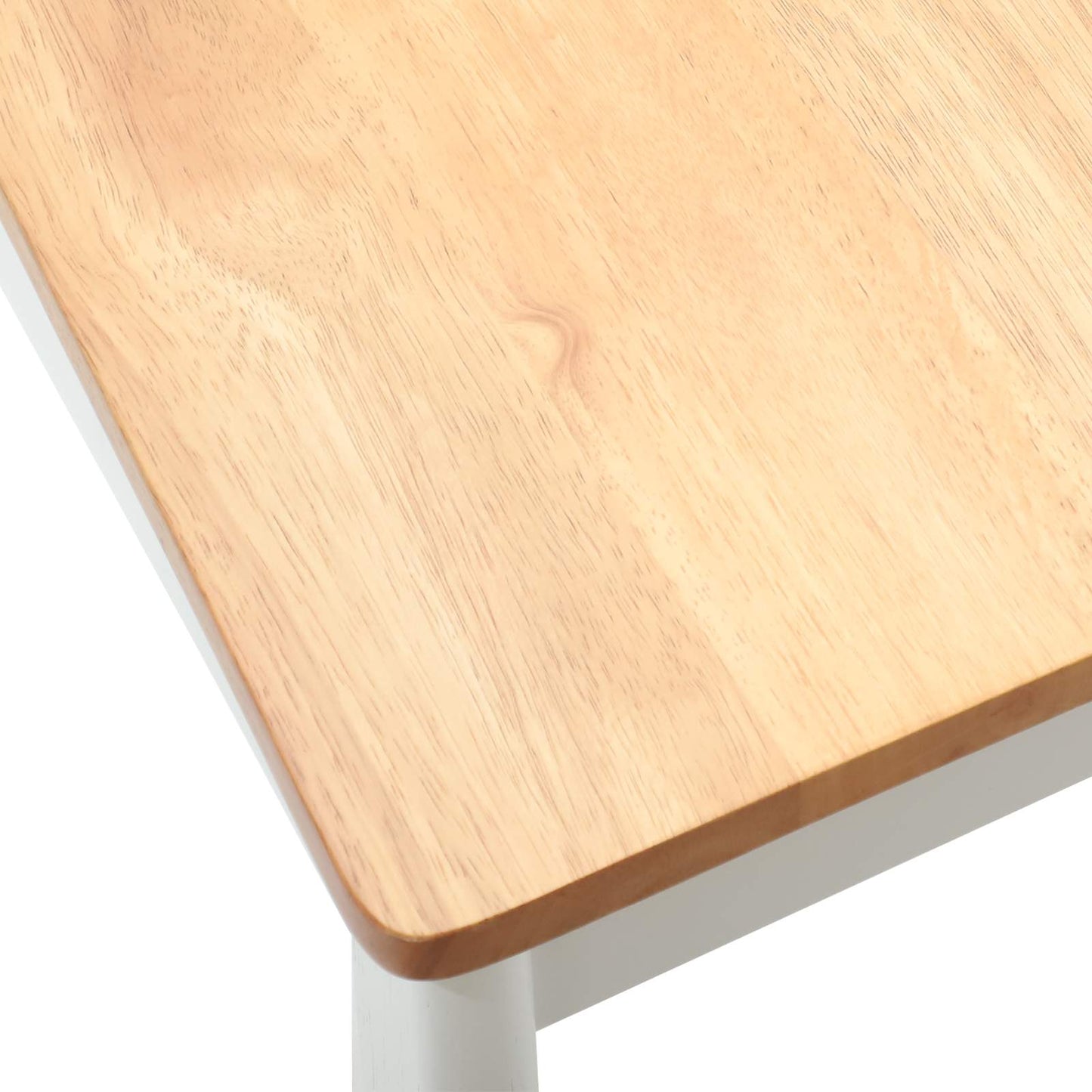 Esszimmerstuhl 2 pcs Weiß und Natur Solides Gummiholz