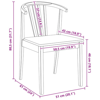 Esszimmerstuhl 2 pcs Weiß und Natur Solides Gummiholz