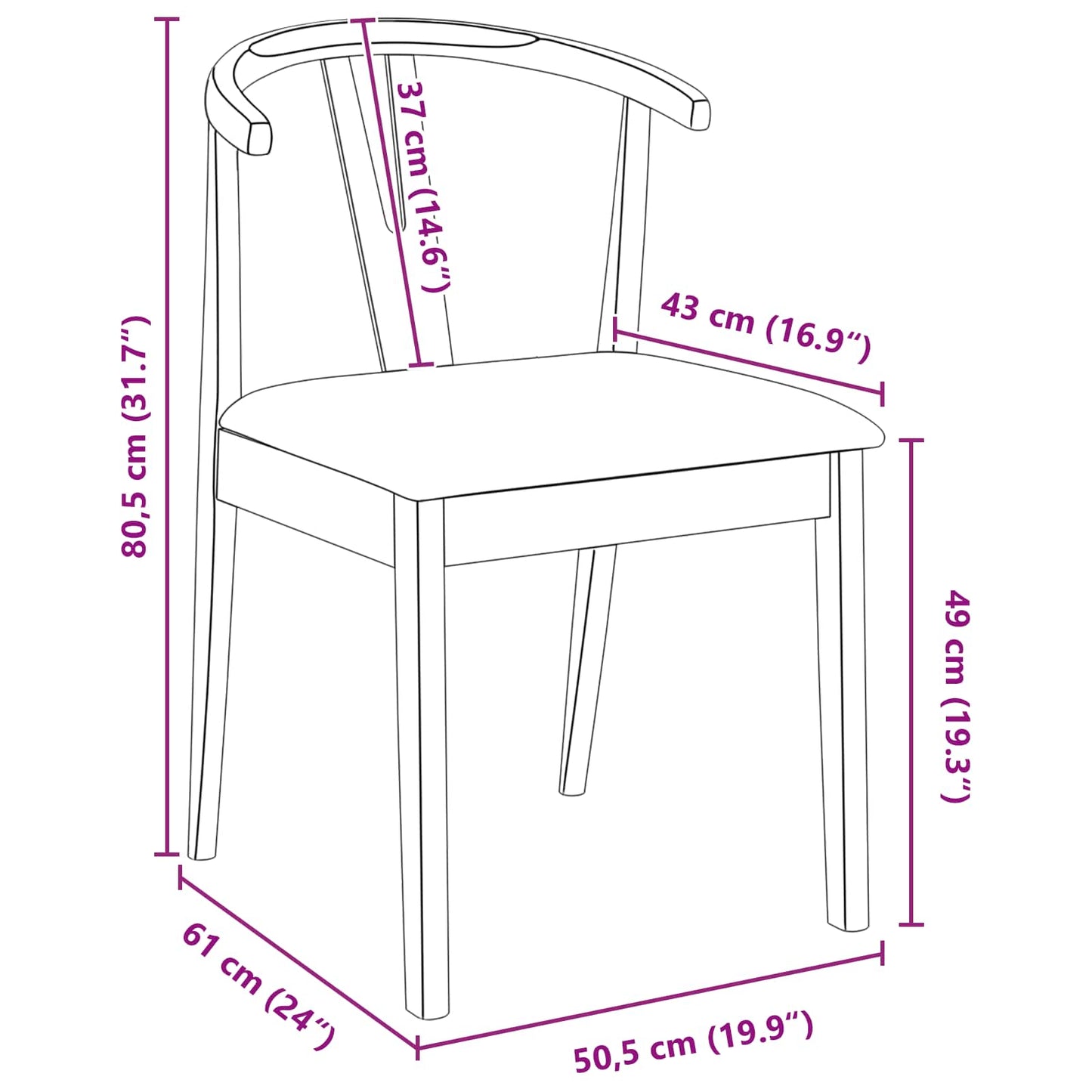 Esszimmerstuhl 2 pcs Weiß und Braun Massives Gummiholz