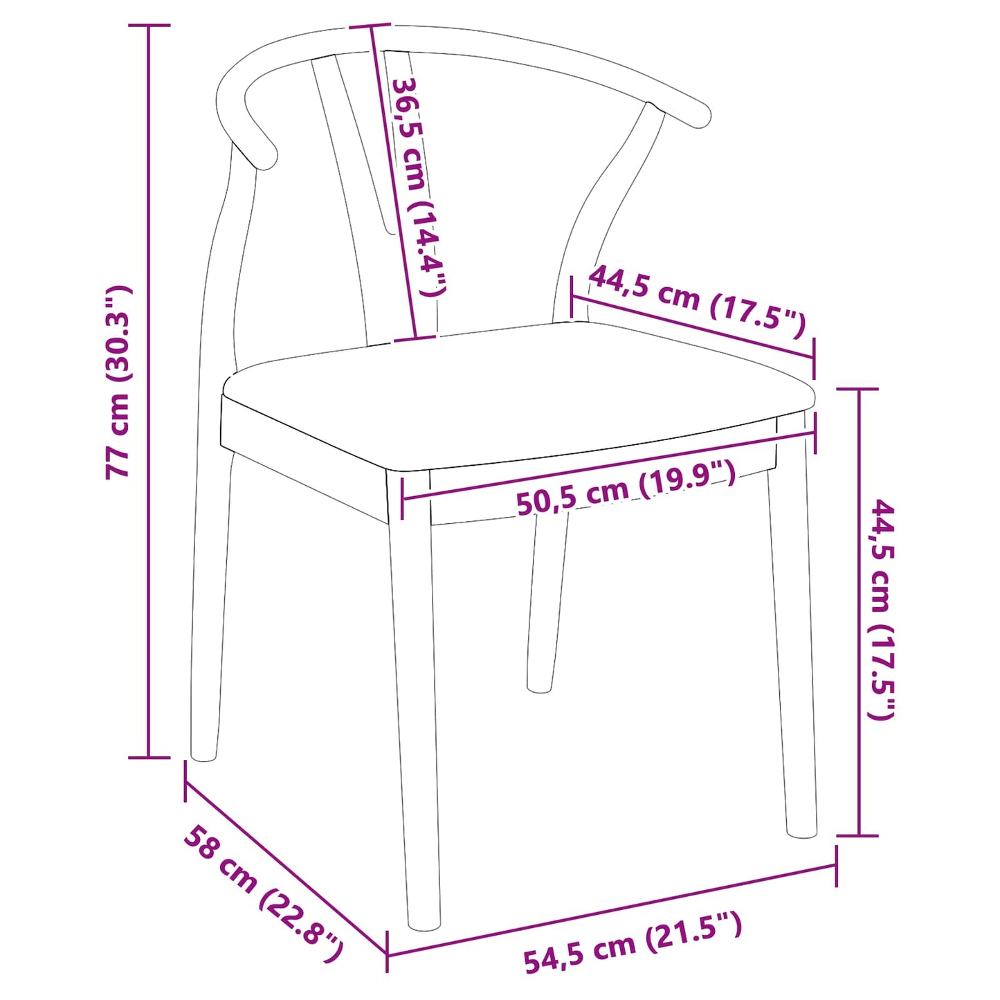 Esszimmerstuhl 2 pcs Natürlich und hell Massives Gummiholz