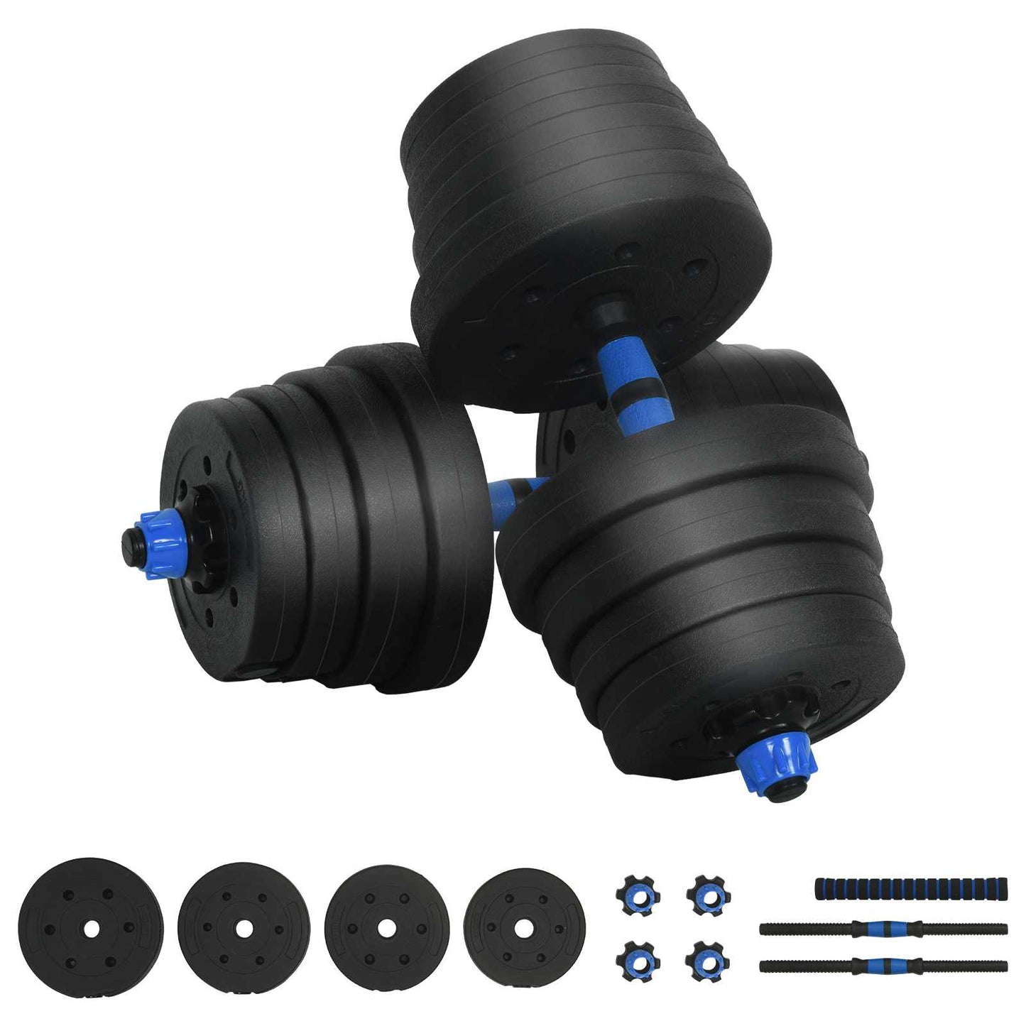 2-in-1 Kurzhantel Langhantel Set 30kg 30kg Schwarz und Blau