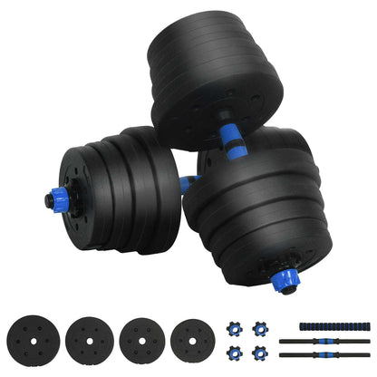 2-in-1 Kurzhantel Langhantel Set 30kg 30kg Schwarz und Blau