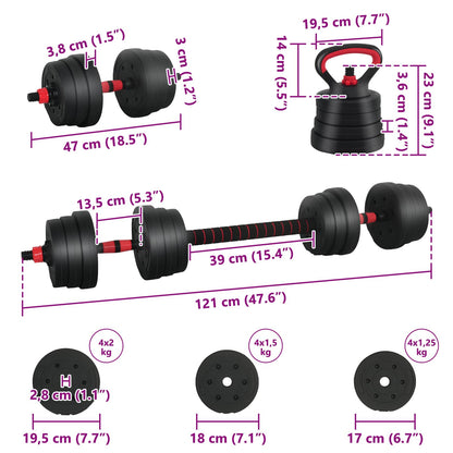 4-in-1 Kurzhantel Langhantel Kettlebell Set 20kg 20kg