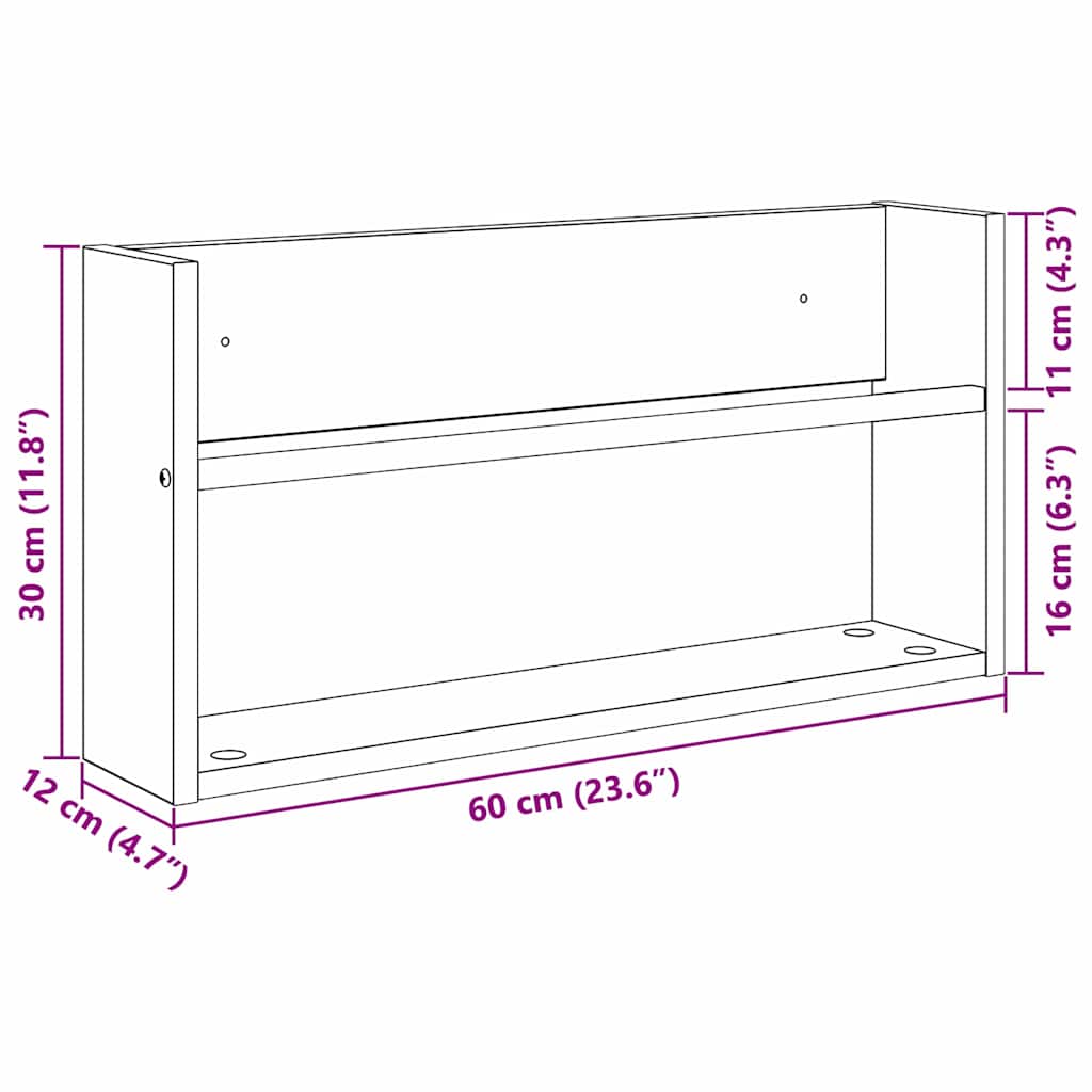 Magazinregal 2 pcs Sonoma-Eiche 60 x 12 x 30 cm Holzwerkstoff