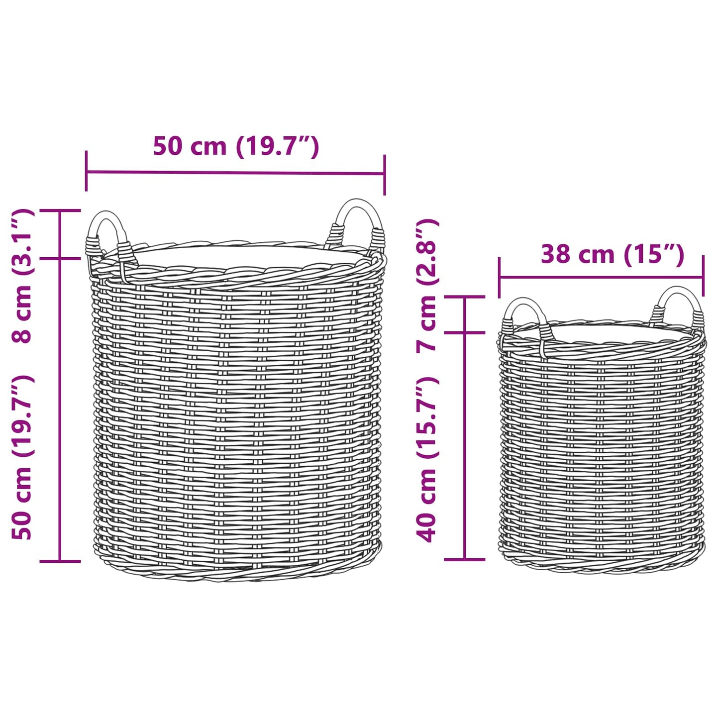 Blumentopf Körbchen mit Speicher 2 pcs Braun Lacak Rattan