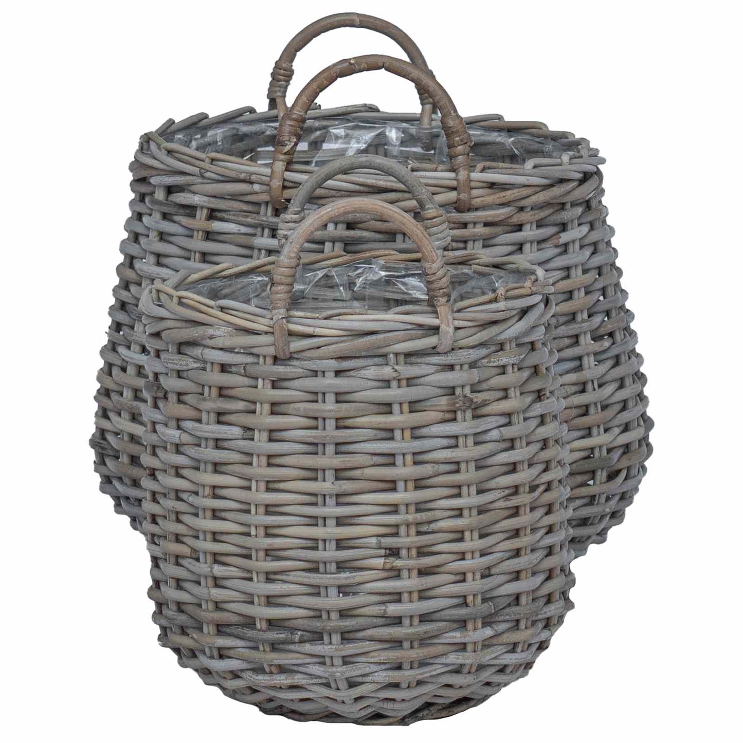 Blumentopf Körbchen mit Speicher 2 pcs Grau Lacak Rattan