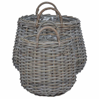 Blumentopf Körbchen mit Speicher 2 pcs Grau Lacak Rattan