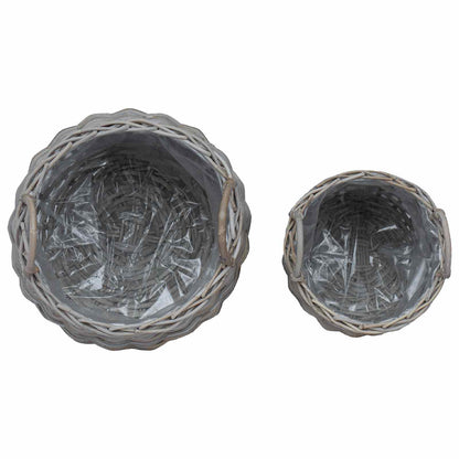Blumentopf Körbchen mit Speicher 2 pcs Grau Lacak Rattan
