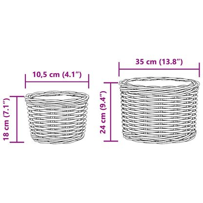 Blumentopf Korb mit Speicher 2 pcs Grau Kubu Rattan