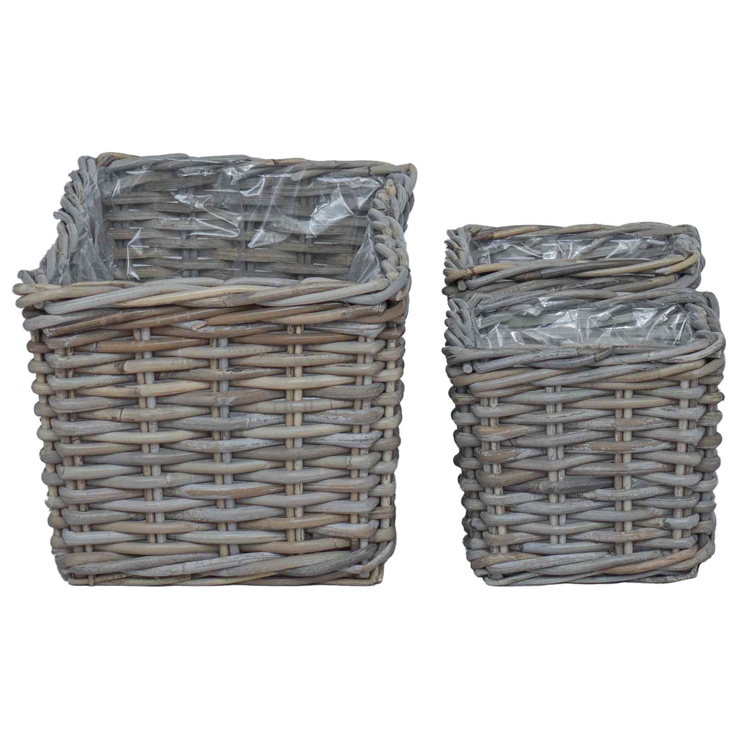 Blumentopfkorb mit Speicher 3 pcs Grau Kubu Rattan