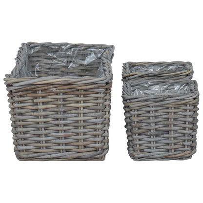 Blumentopfkorb mit Speicher 3 pcs Grau Kubu Rattan