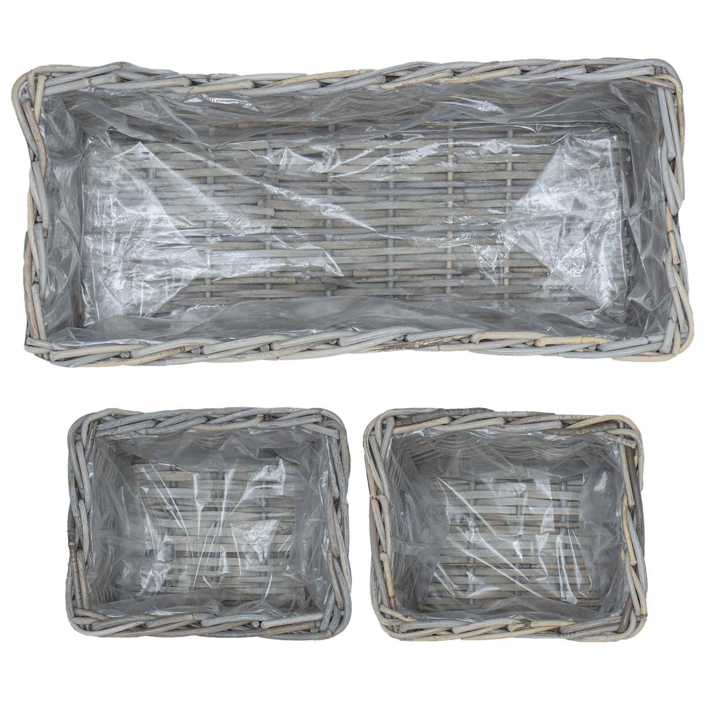 Blumentopfkorb mit Speicher 3 pcs Grau Kubu Rattan