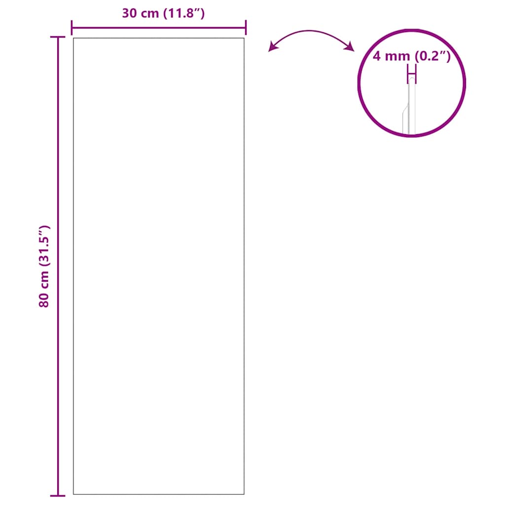 Wandspiegel Rechtwinklig 30 x 80 cm Gehärtetes Glas