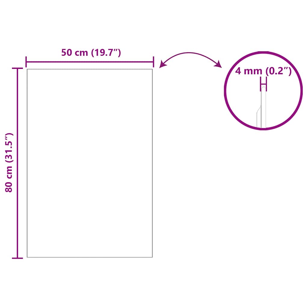 Wandspiegel Rechtwinklig 50 x 80 cm Gehärtetes Glas