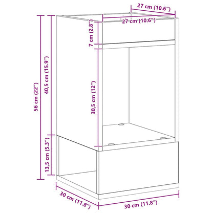 Beistelltisch Schwarz Eichen-Optik 30 x 30 x 56 cm