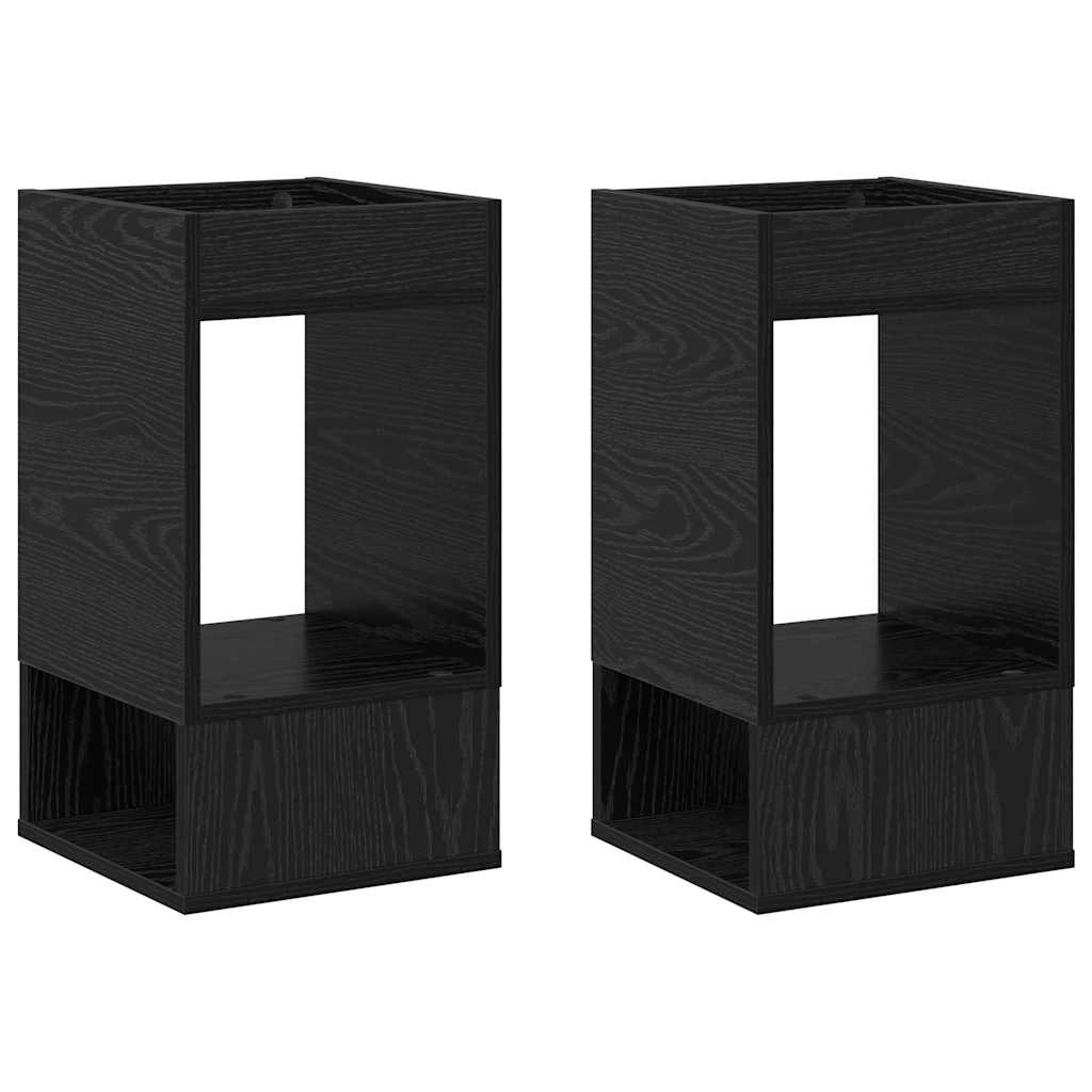 Beistelltisch 2 pcs Schwarz Eichen-Optik 30 x 30 x 56 cm
