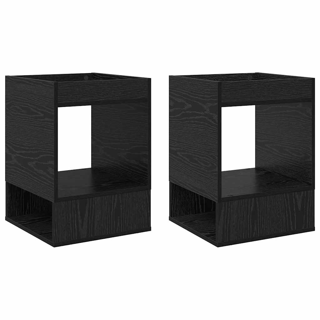 Beistelltisch 2 pcs Schwarz Eichen-Optik 40 x 40 x 56 cm