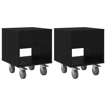 Nachttisch 2 pcs Schwarz Eichen-Optik 40,5 x 40 x 48 cm