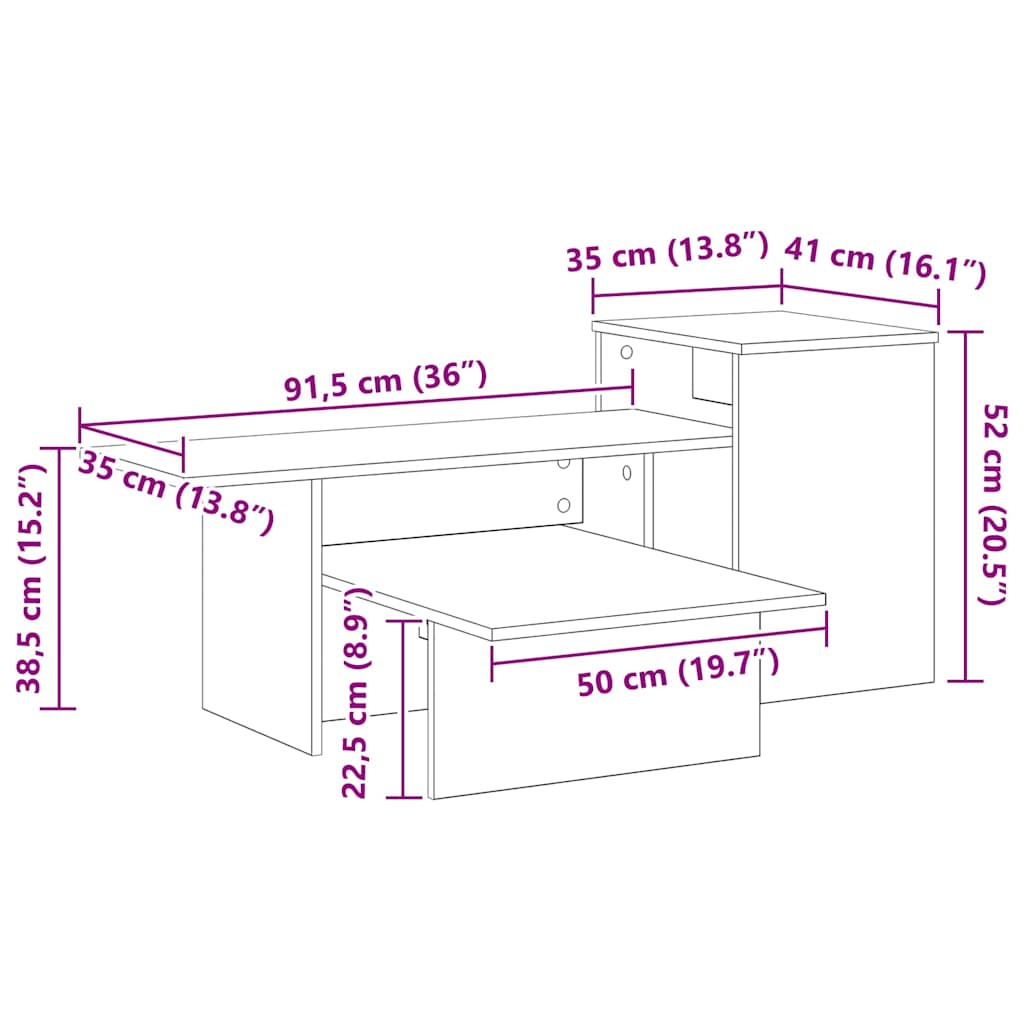 Konsolentisch Schwarz Eichen-Optik 91,5 x 35 x 38,5 cm