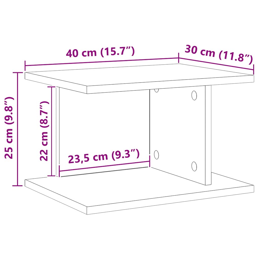 Nachttisch Geräucherte Eiche 40 x 30 x 25 cm Holzwerkstoff