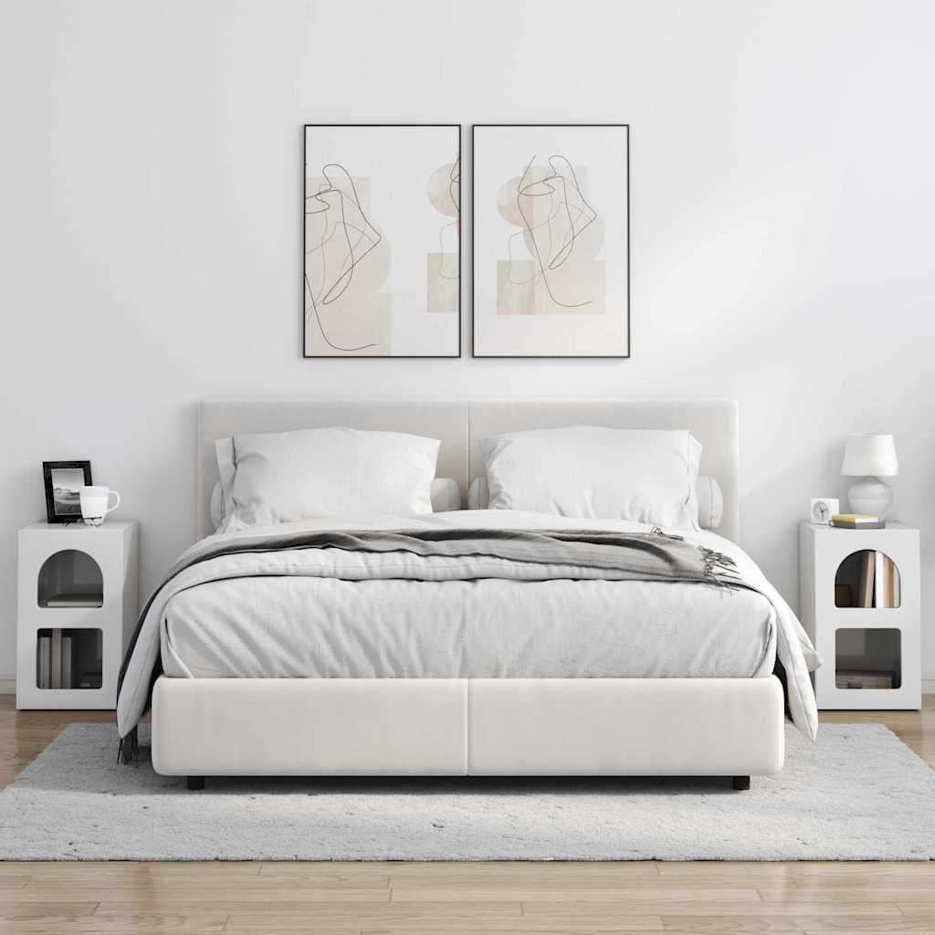 Nachttisch 2 pcs Hochglanz Weiß 29,5 x 33,5 x 50 cm