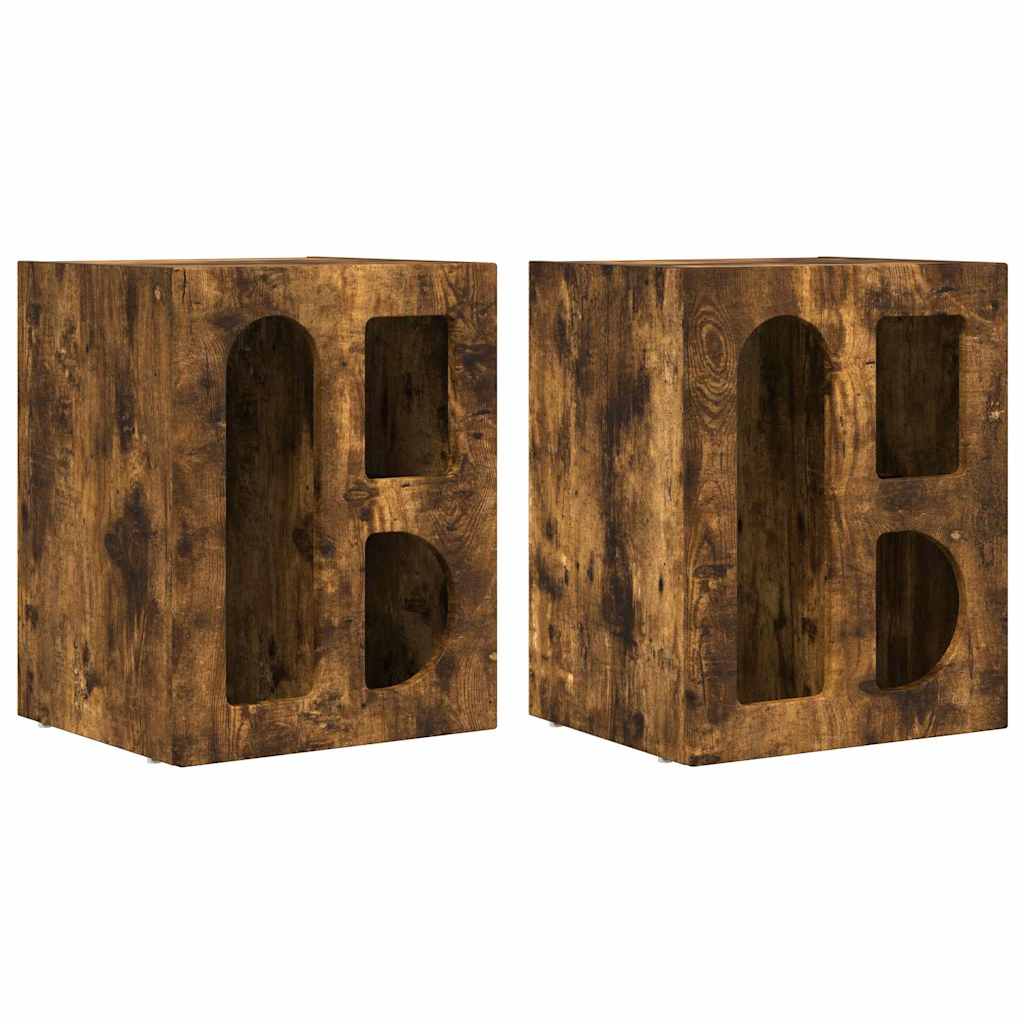 Nachttisch 2 pcs Geräucherte Eiche 40 x 35 x 50 cm