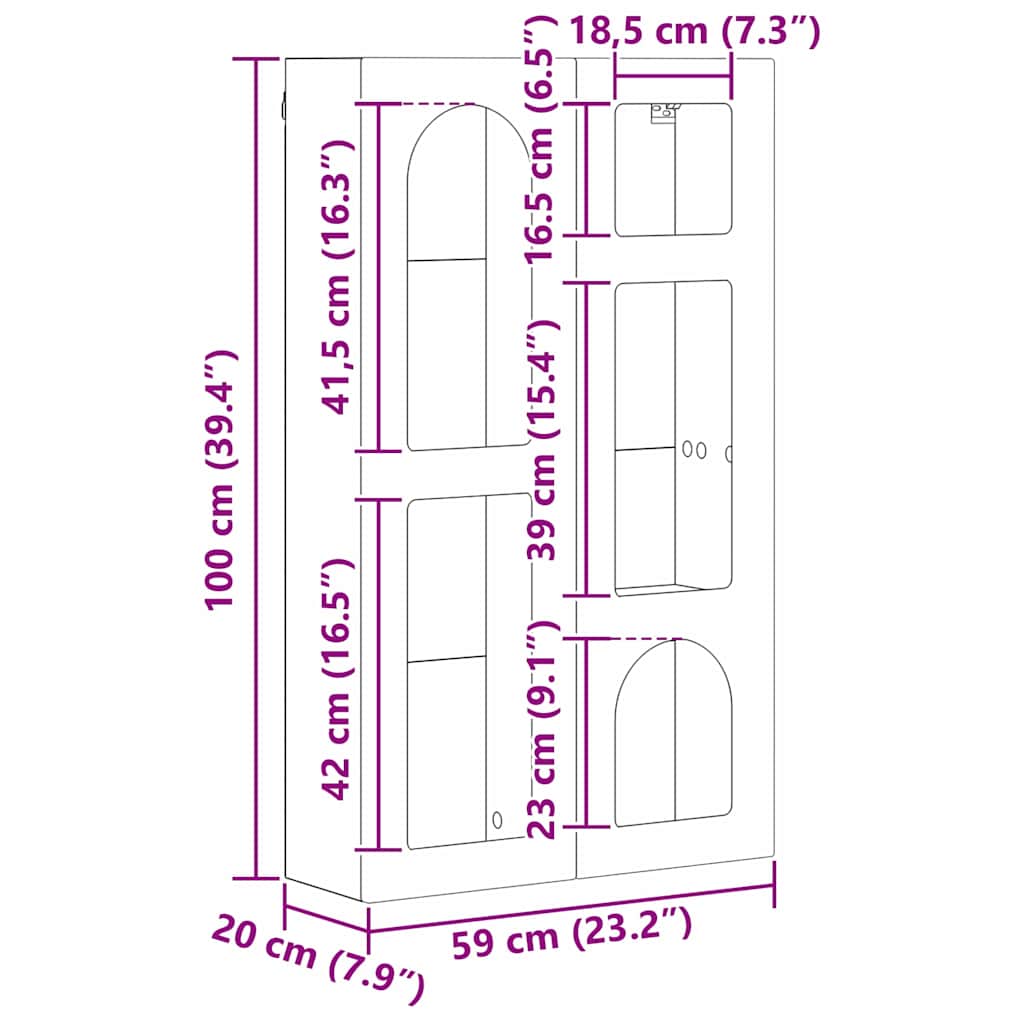 Hängeschrank Beton Grau 59 x 20 x 100 cm Holzwerkstoff