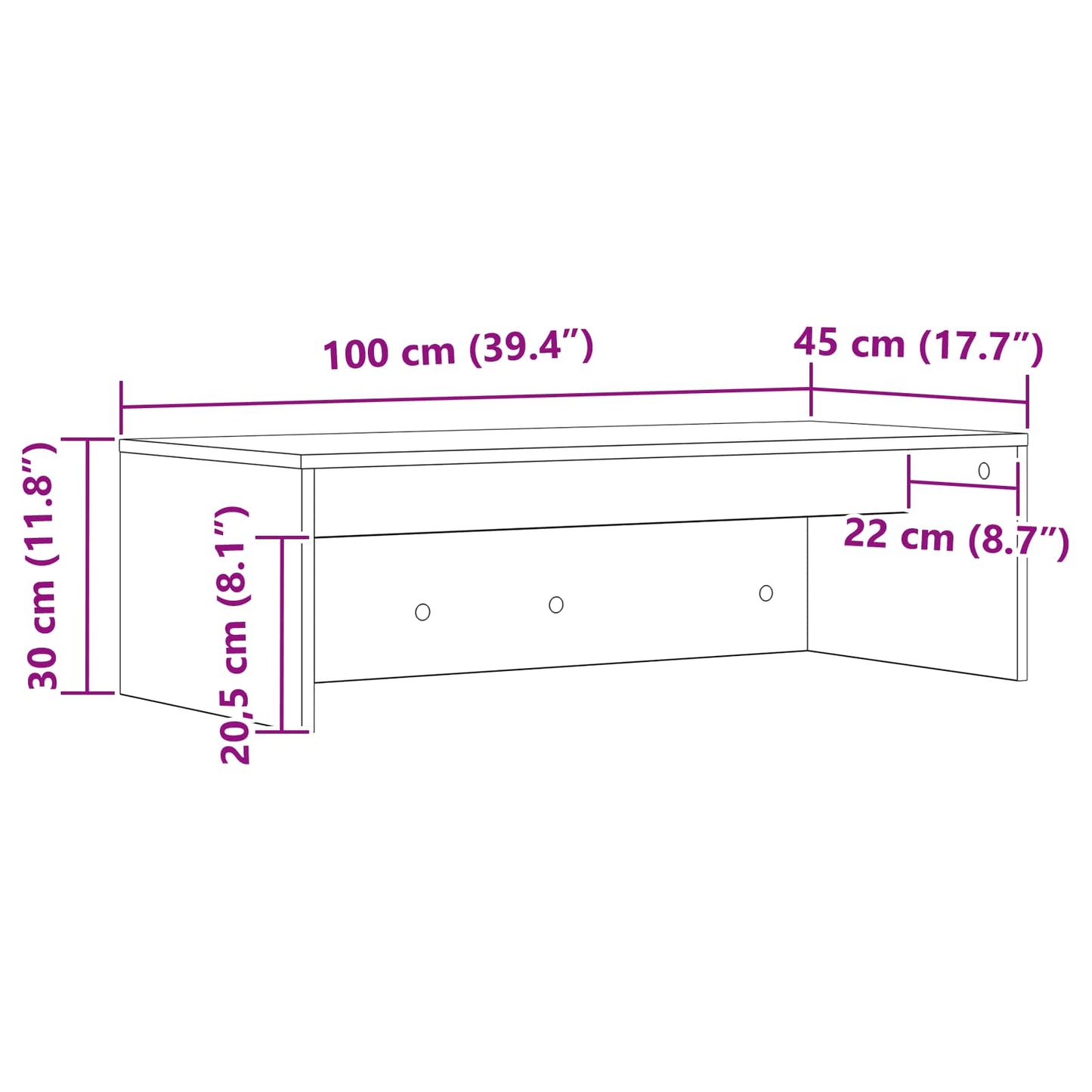Wandtisch Artisan-Eiche 100 x 45 x 30 cm Holzwerkstoff