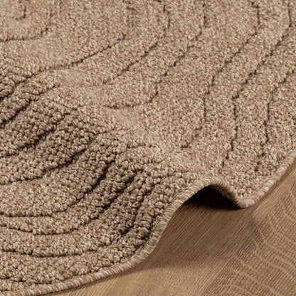 Bereichsteppiche Rund Moiré AGIRA Natur Ø 200 CM Polyester