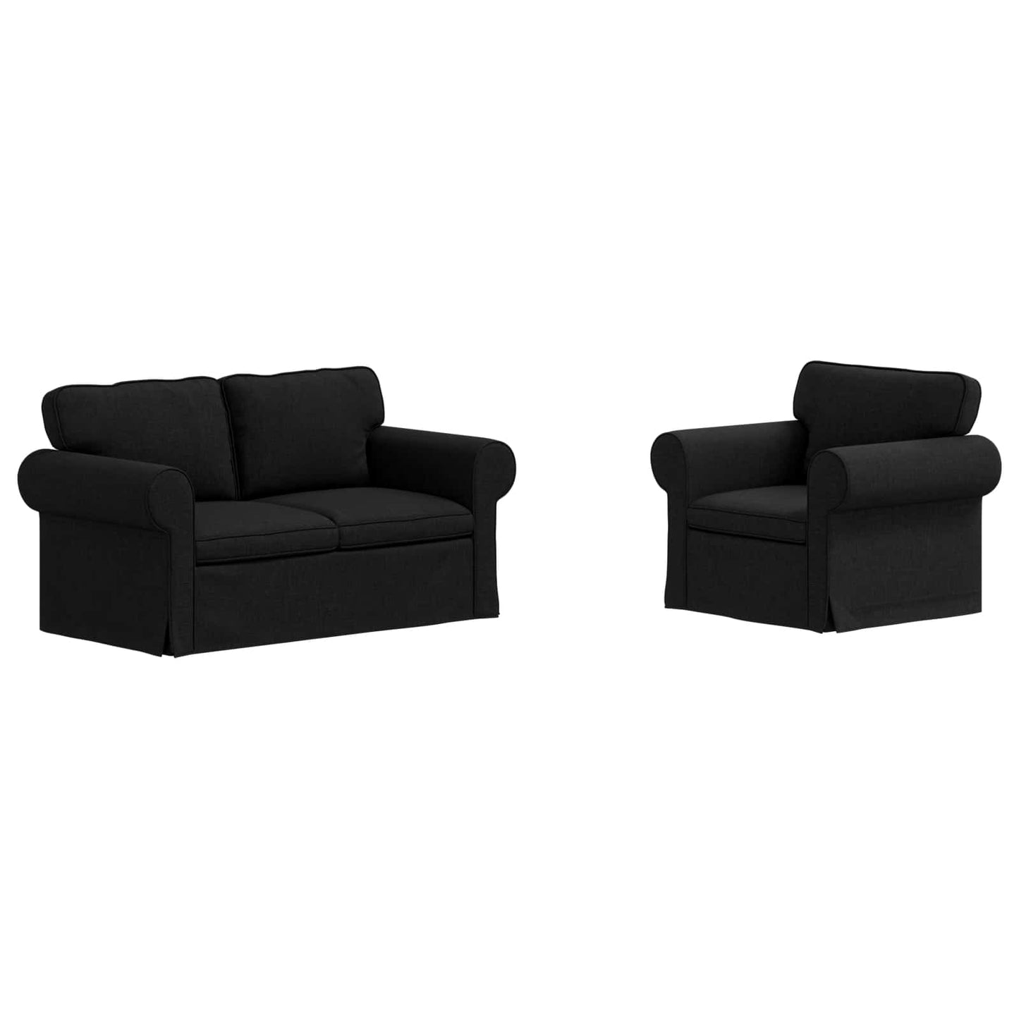 Sofa Set 2 pcs Schwarz 155 x 82 x 80 cm Stoff