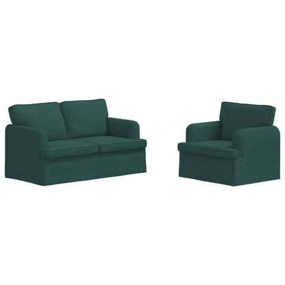 Sofa 2 pcs Dunkelgrün 144 x 80 x 85 cm Stoff