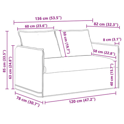 Sofa Set 2 pcs Hellgrau 136 x 82 x 85 cm Stoff