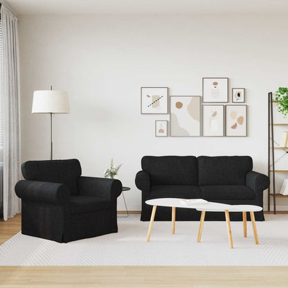 Sofa Set 2 pcs Schwarz 175 x 82 x 80 cm Stoff