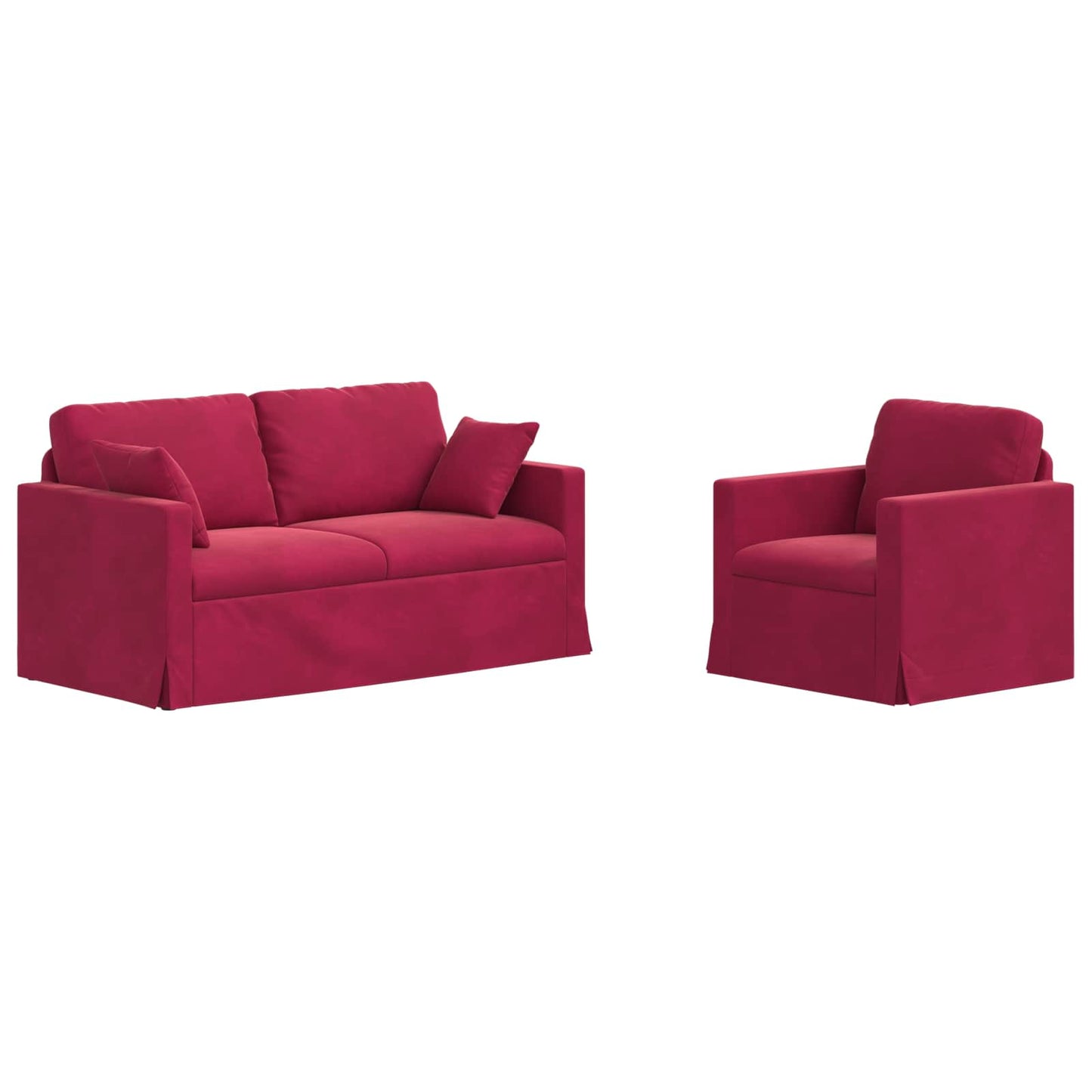 Sofa 2 pcs Weinrot 158 x 78 x 80 cm Samt