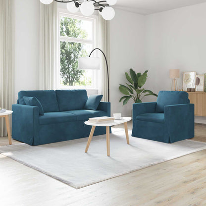 Sofa Set 2 pcs Blau 158 x 78 x 80 cm Samt