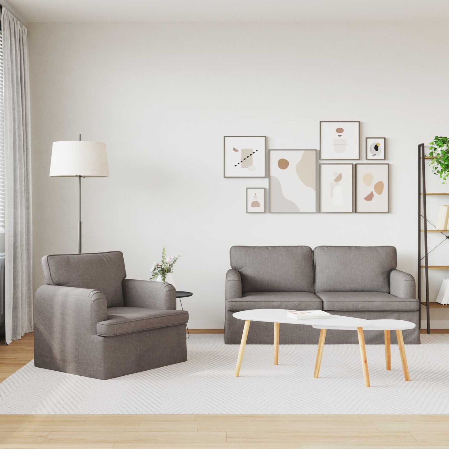 Sofa Set 2 pcs Taupe 162 x 80 x 85 cm Stoff