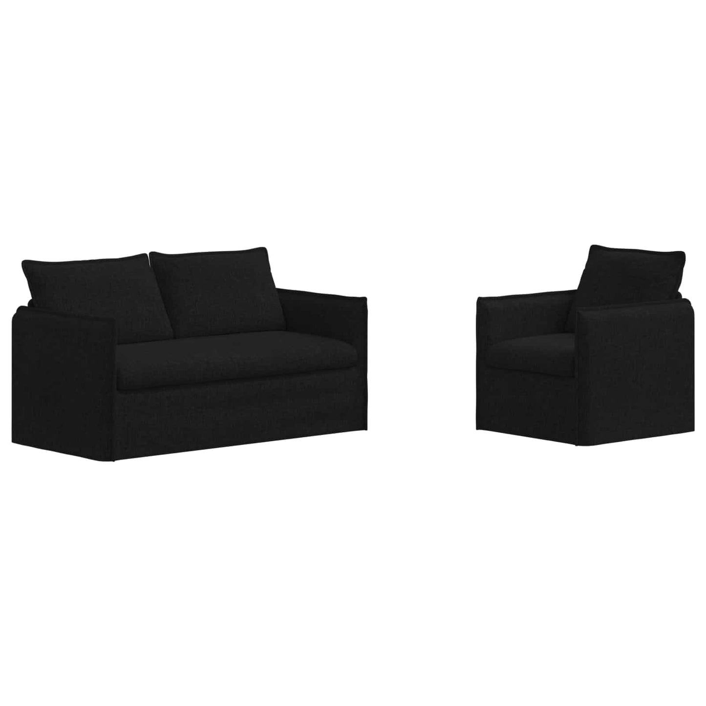 Sofa Set 2 pcs Schwarz 196 x 82 x 85 cm Stoff